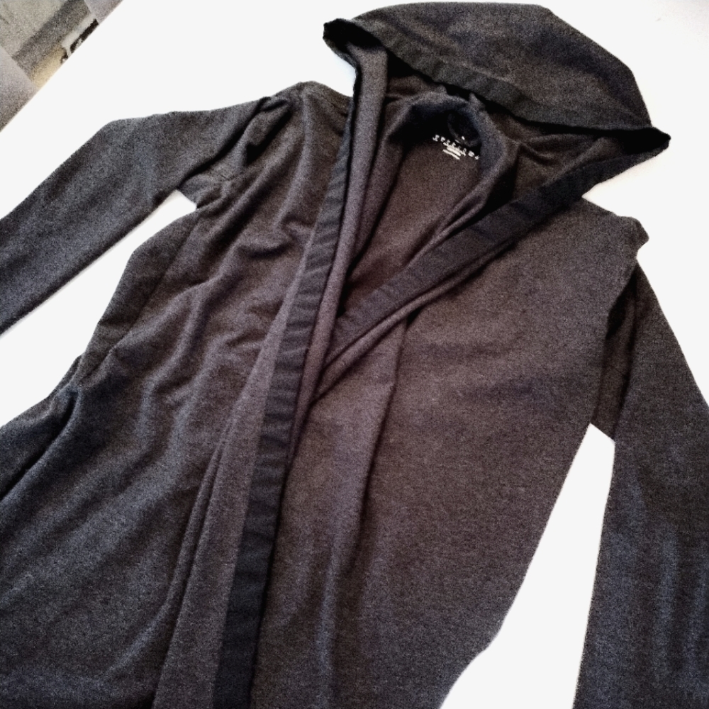 Super soft Adidas Climalite hooded top in charcoal and black S